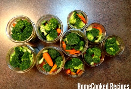 Jars of fresh vegetables